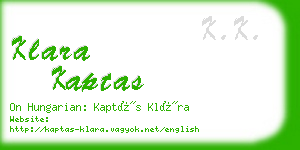 klara kaptas business card